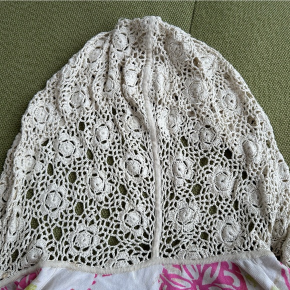 Sigrid Olsen Silk/Rayon Knit Zip-Up Sweater With Crochet Lace Pockets & Hood ~ M - Picture 11 of 16